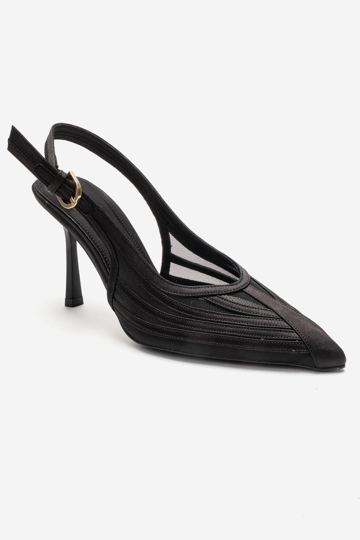 FAUNA - Black Satin Stiletto Pump (Women)