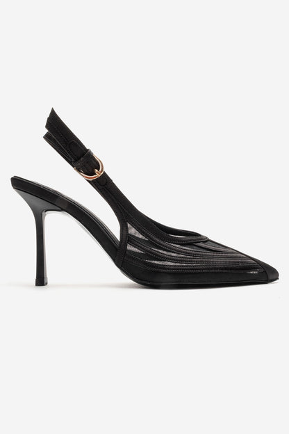 FAUNA - Black Satin Stiletto Pump (Women)