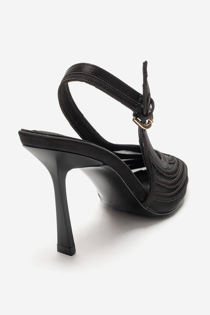 FAUNA - Black Satin Stiletto Pump (Women)