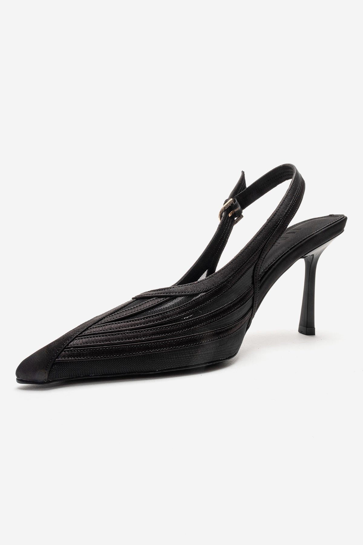 FAUNA - Black Satin Stiletto Pump (Women)