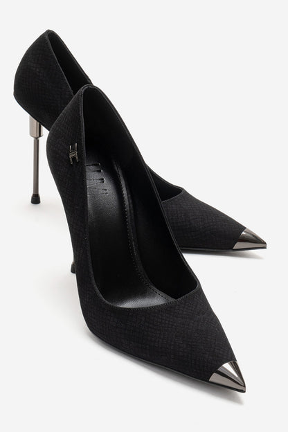 CARLAS - Zapatos de tacón de aguja negros con estampado (Mujer)