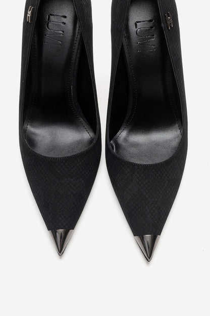 CARLAS - Zapatos de tacón de aguja negros con estampado (Mujer)