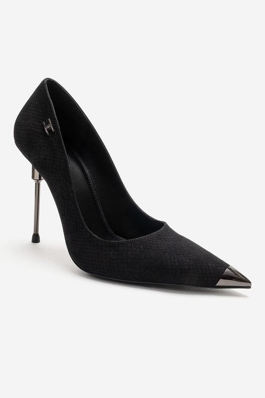 CARLAS - Zapatos de tacón de aguja negros con estampado (Mujer)