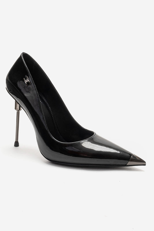 CARLAS - Zapatos de tacón de aguja negros de charol (Mujer)