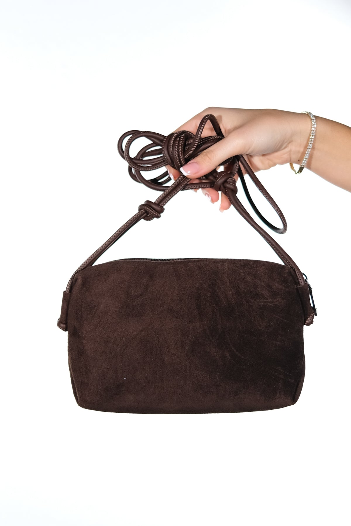 SELSEY - Bolso cruzado de cuero genuino marrón (mujer)