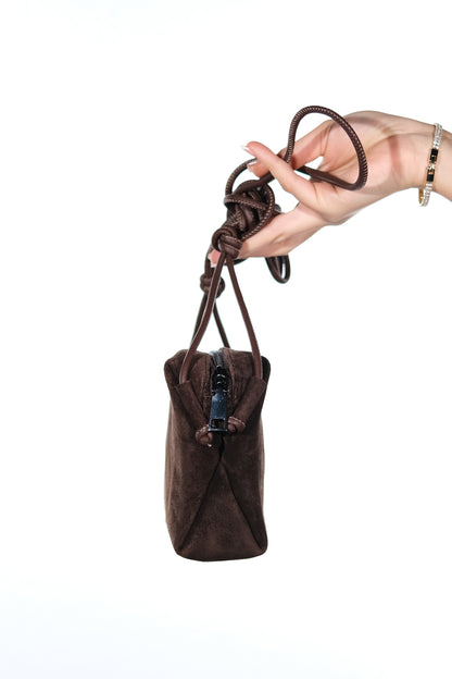 SELSEY - Bolso cruzado de cuero genuino marrón (mujer)