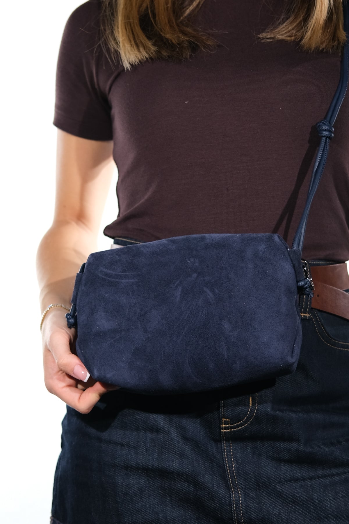 SELSEY - Bolso cruzado de piel auténtica azul marino (Mujer)