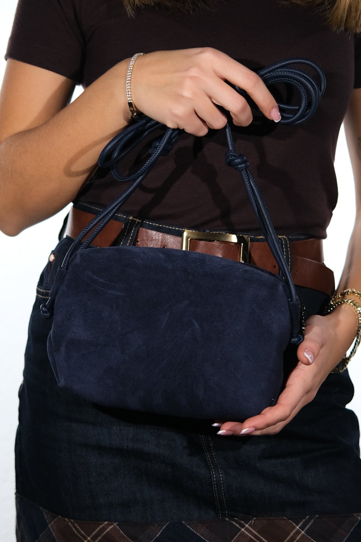 SELSEY - Bolso cruzado de piel auténtica azul marino (Mujer)