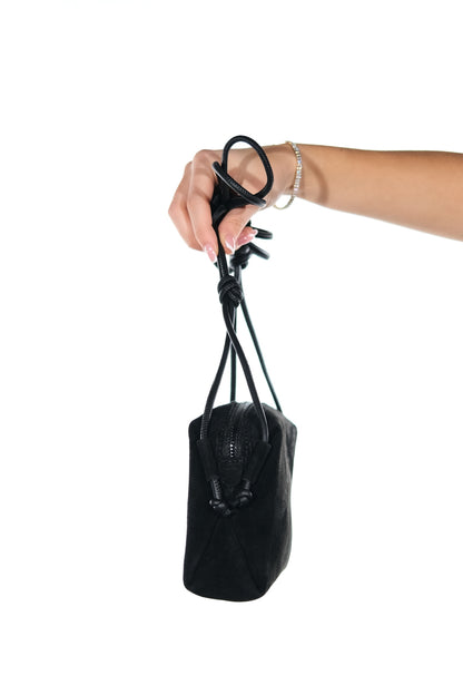 SELSEY - Bolso cruzado de cuero genuino negro (mujer)
