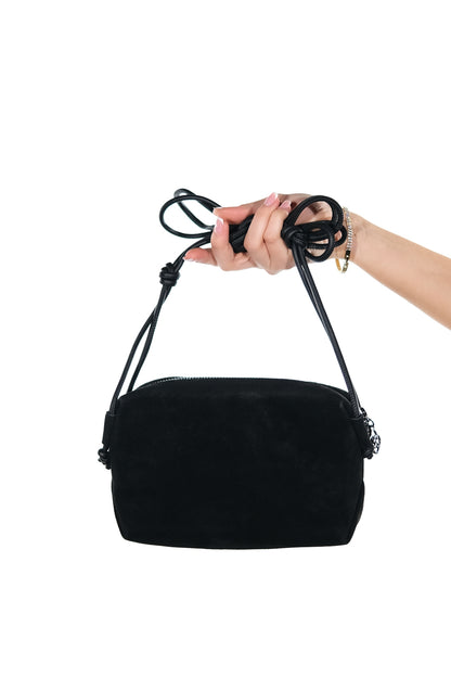 SELSEY - Bolso cruzado de cuero genuino negro (mujer)