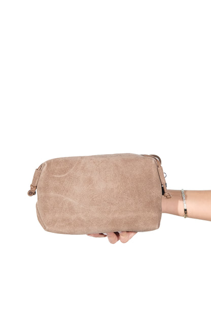 SELSEY - Taupe Genuine Leather Crossbody Bag (Women)