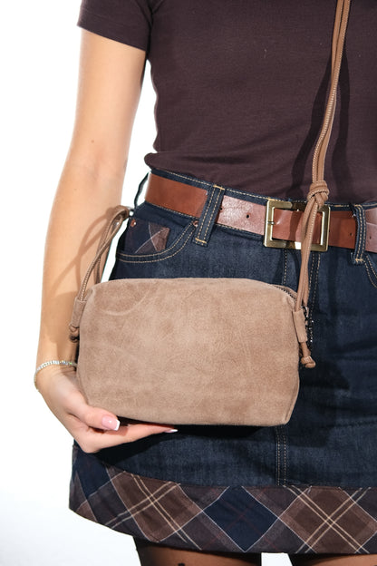 SELSEY - Taupe Genuine Leather Crossbody Bag (Women)