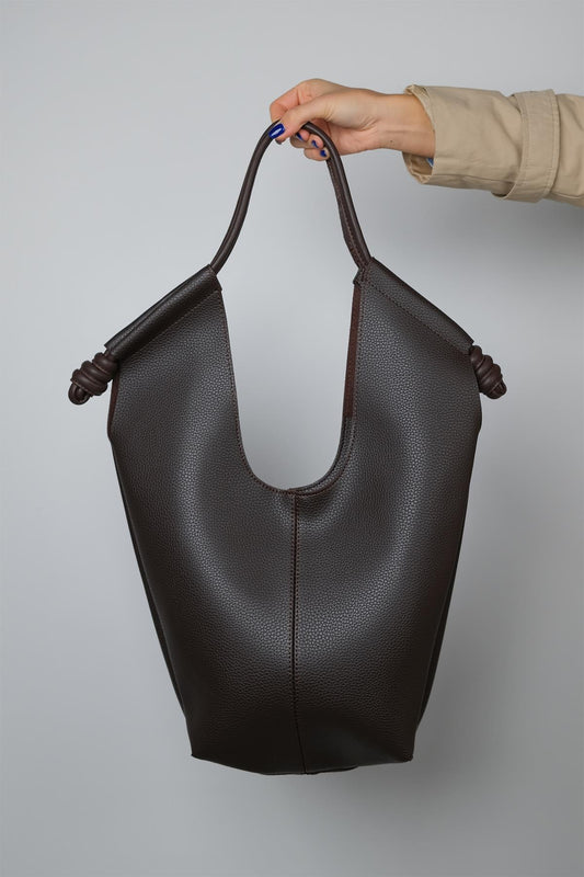 SANTANA - Bolso de hombro slouchy de cuero genuino color coñac (Mujer)