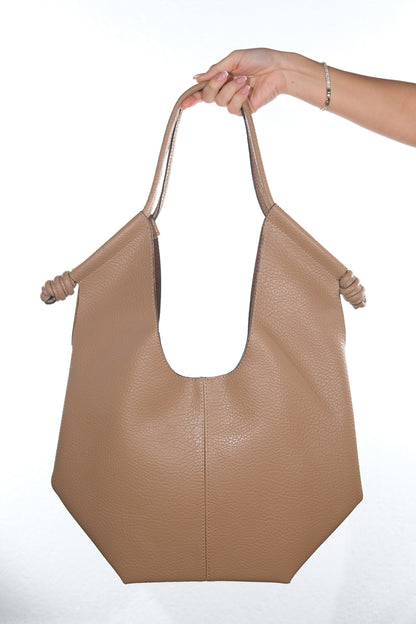SANTANA - Taupe Genuine Leather Slouchy Shoulder Bag (Women)