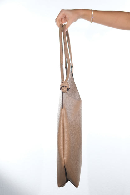 SANTANA - Taupe Genuine Leather Slouchy Shoulder Bag (Women)