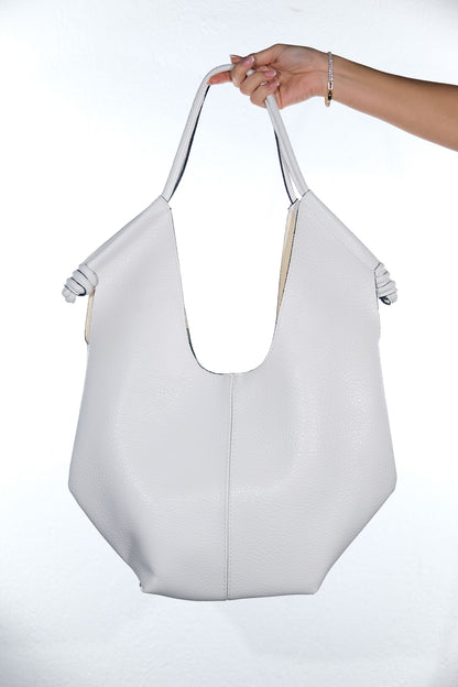 SANTANA - Bolso de Hombro Hobo para Mujer de Piel Genuina Blanca