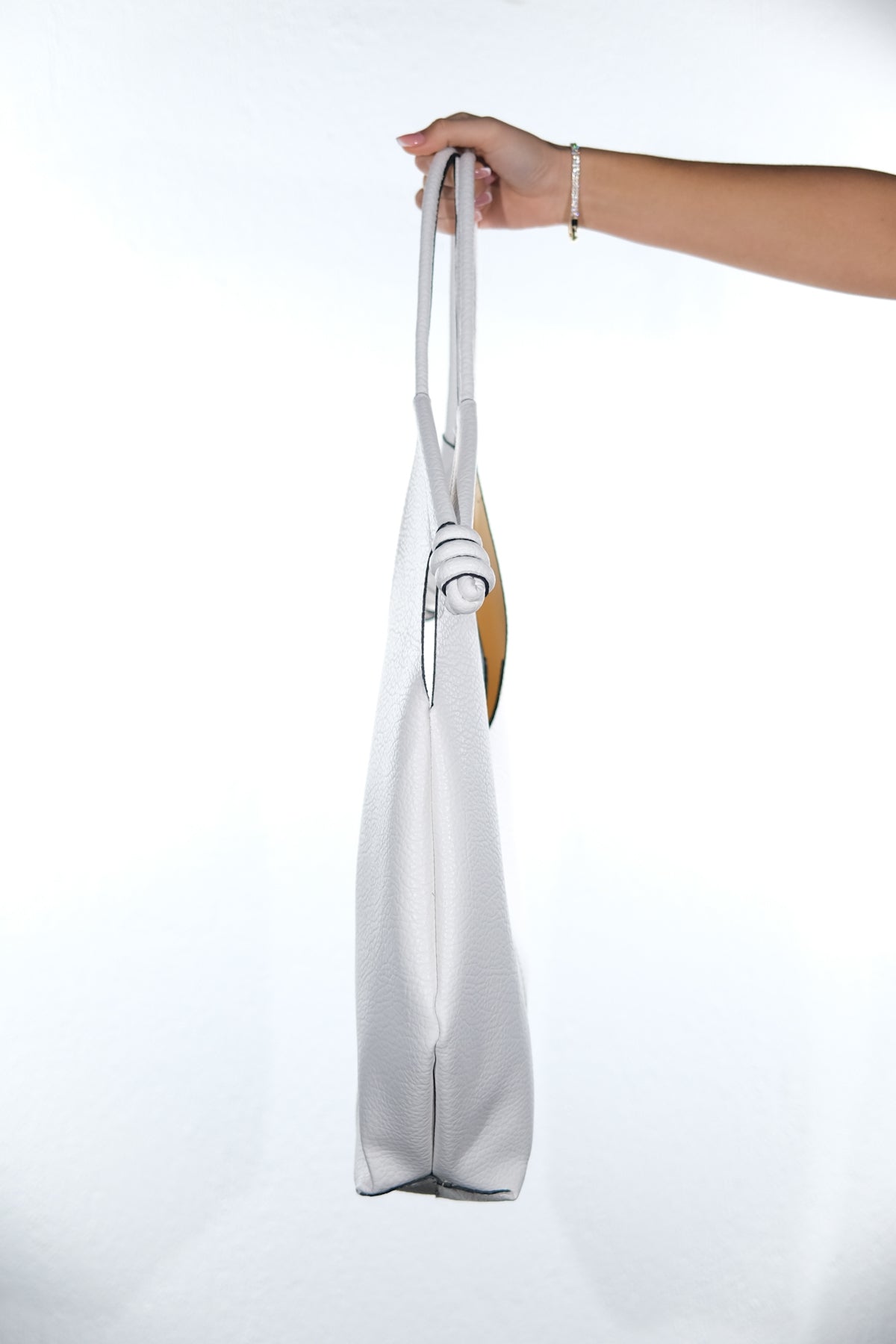 SANTANA - Bolso de Hombro Hobo para Mujer de Piel Genuina Blanca