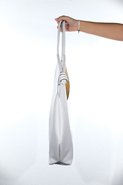 SANTANA - Bolso de Hombro Hobo para Mujer de Piel Genuina Blanca