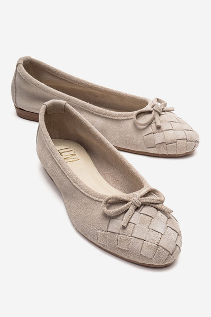 03 - Bailarina de cuero genuino beige (Mujer)