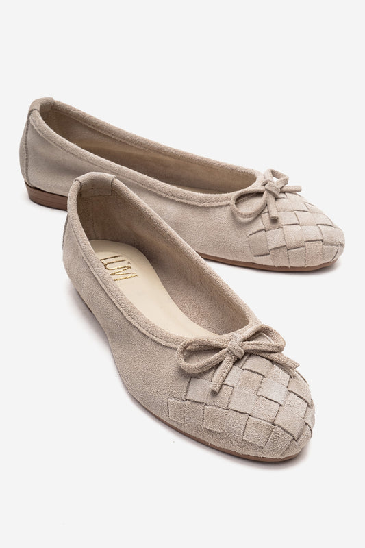 03 - Bailarina de cuero genuino beige (Mujer)
