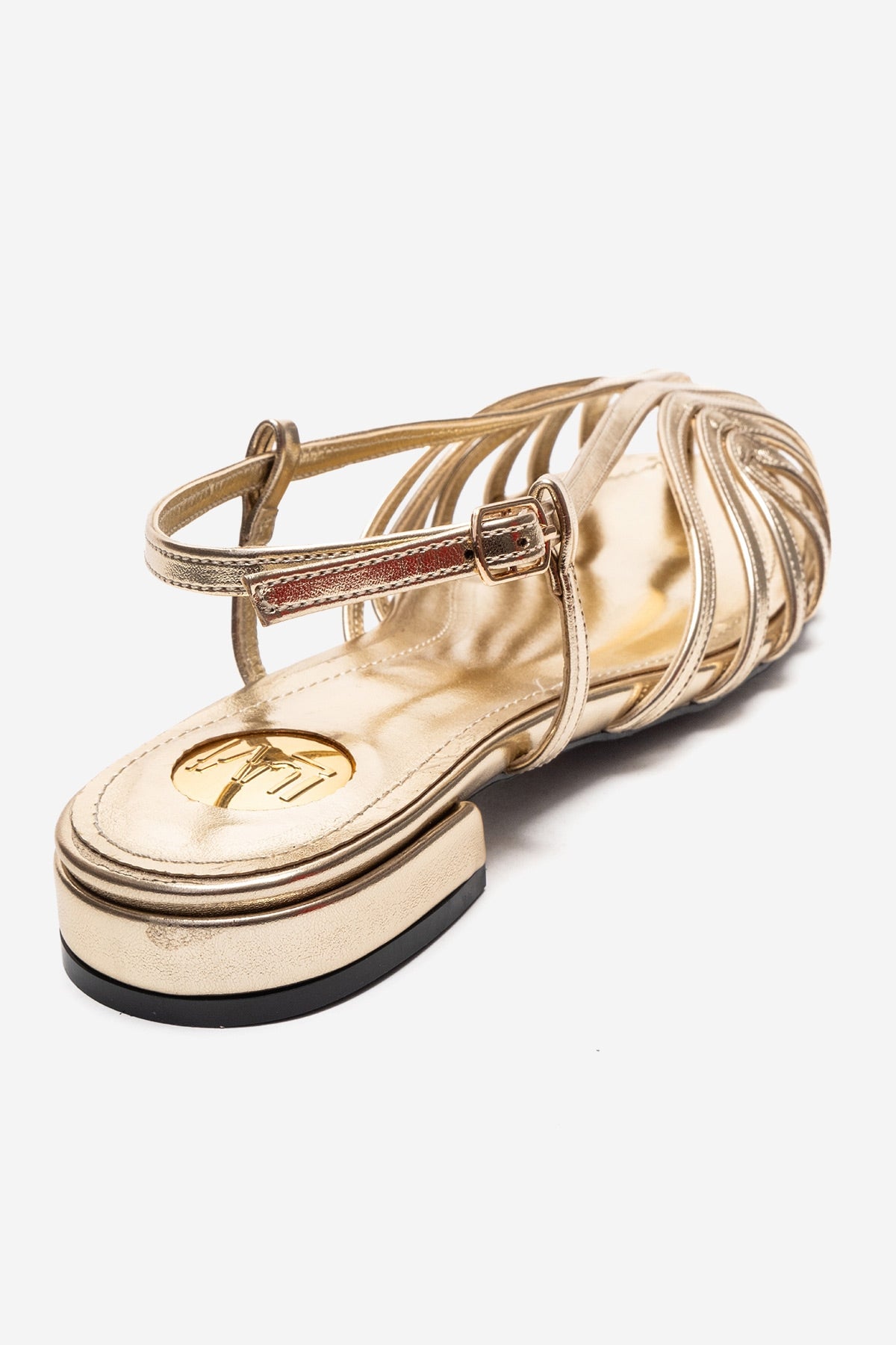 LISS - Sandalia de Cuero Genuino Dorada (Mujer)