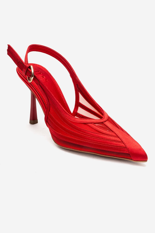 FAUNA - Red Satin Stiletto Pump (Women)