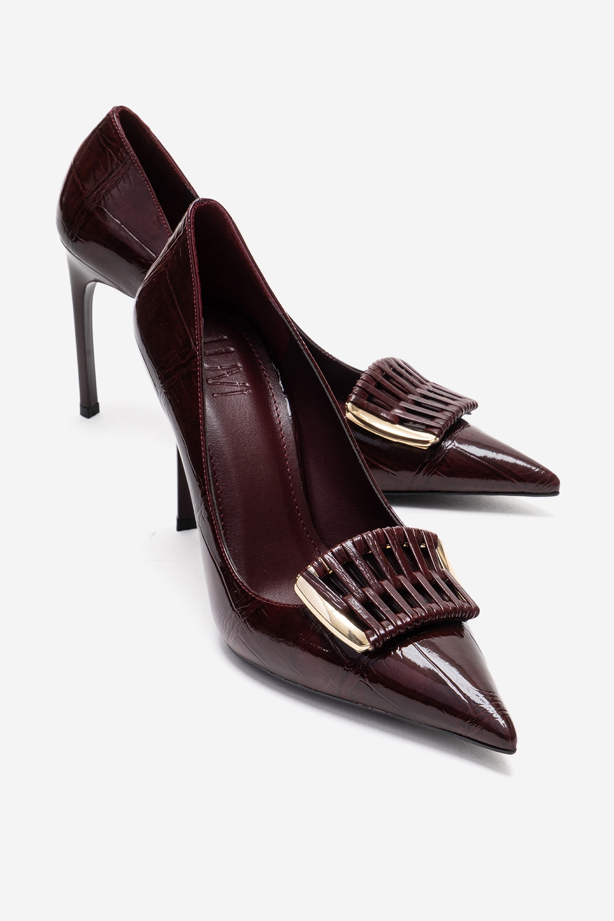 GUERNI - Burgundy Genuine Leather Stiletto Pump (Women)