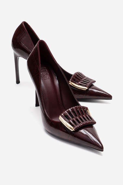GUERNI - Burgundy Genuine Leather Stiletto Pump (Women)
