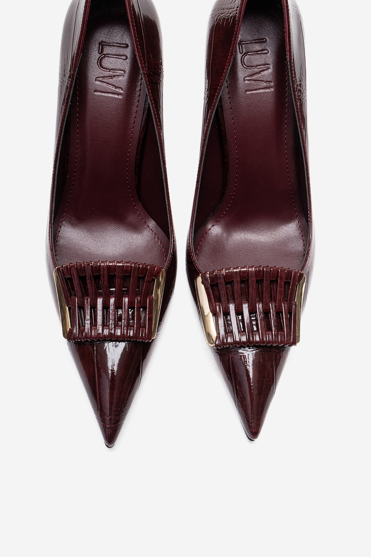 GUERNI - Burgundy Genuine Leather Stiletto Pump (Women)