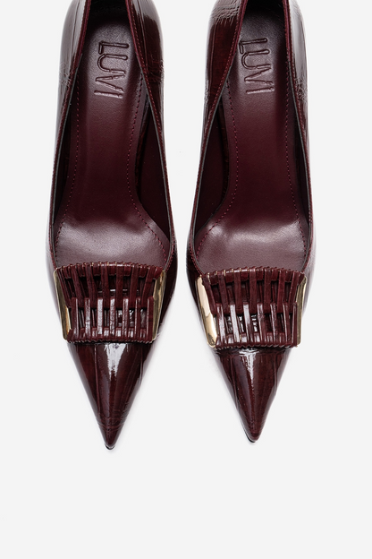 GUERNI - Burgundy Genuine Leather Stiletto Pump (Women)