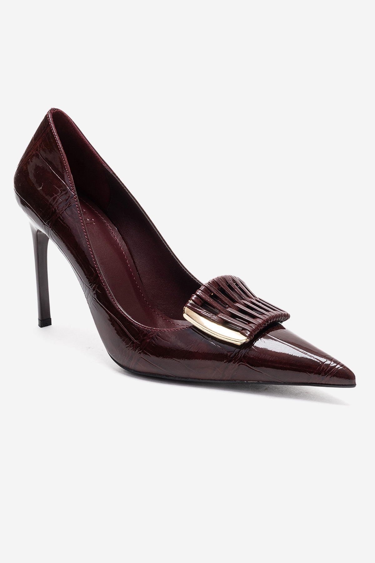 GUERNI - Burgundy Genuine Leather Stiletto Pump (Women)