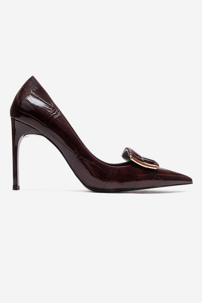 GUERNI - Burgundy Genuine Leather Stiletto Pump (Women)