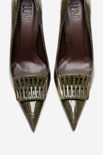 GUERNI - Green Genuine Leather Stiletto Pump (Women)