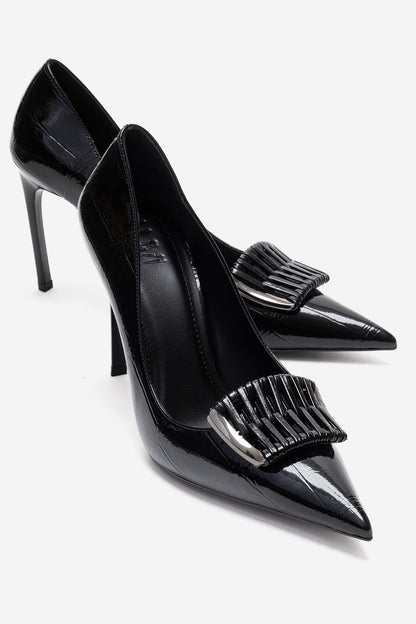 GUERNI - Zapatilla de tacón de aguja negra (Mujer)
