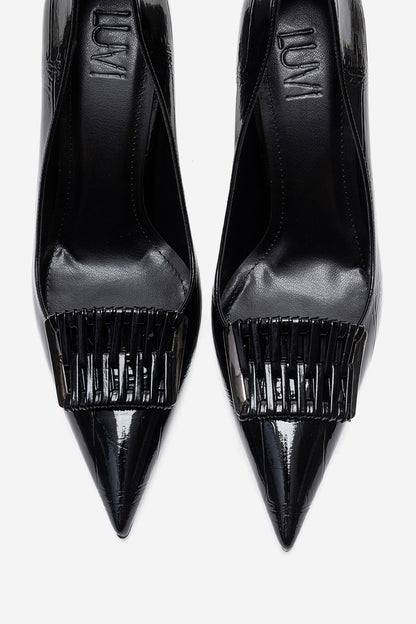 GUERNI - Zapatilla de tacón de aguja negra (Mujer)