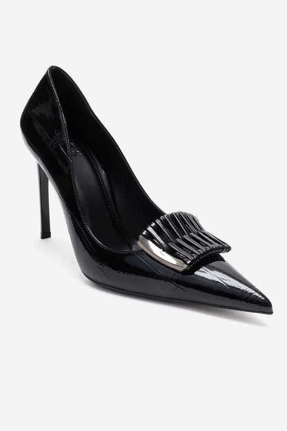 GUERNI - Zapatilla de tacón de aguja negra (Mujer)