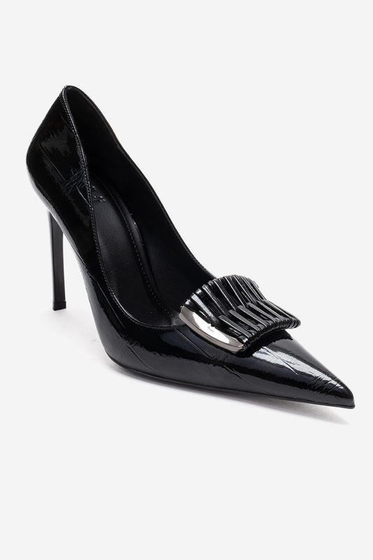 GUERNI - Zapatilla de tacón de aguja negra (Mujer)