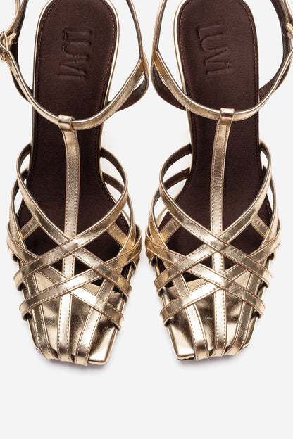 ALLOS - Stiletto de tacón de aguja dorado (Mujer)
