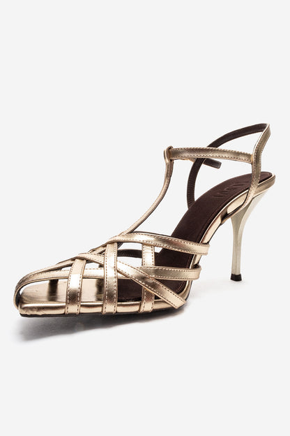 ALLOS - Stiletto de tacón de aguja dorado (Mujer)