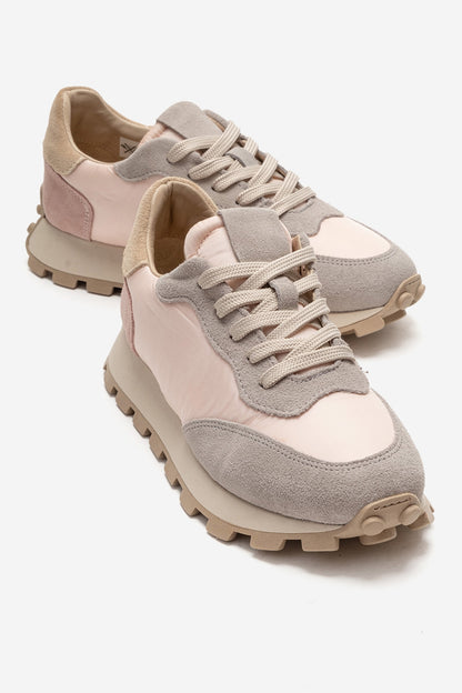 Amanda - Gray Pink Genuine Leather Sneaker (Women)