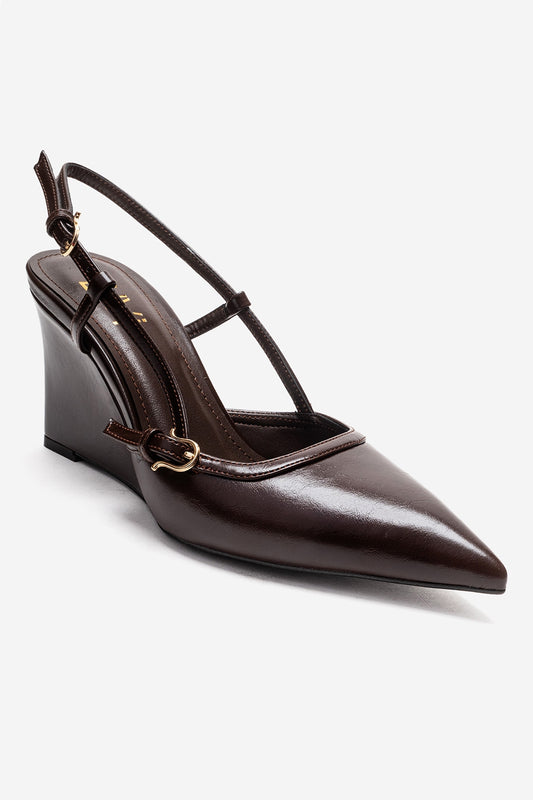 CELIA - Brown Block Heel Pointed Toe Shoe (Women)