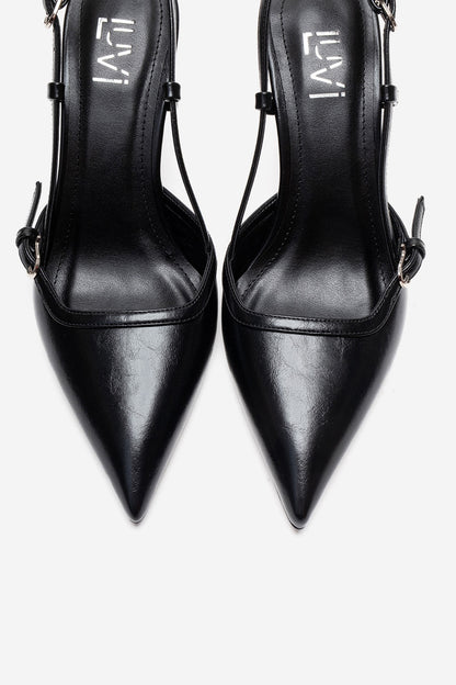 CELIA - Black Block Heel Pointed Toe Shoe (Women)
