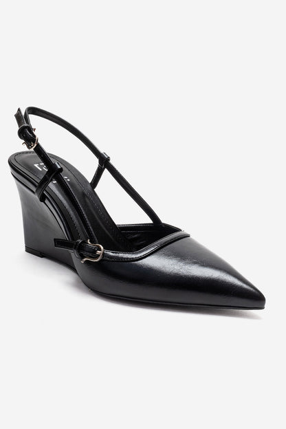 CELIA - Black Block Heel Pointed Toe Shoe (Women)