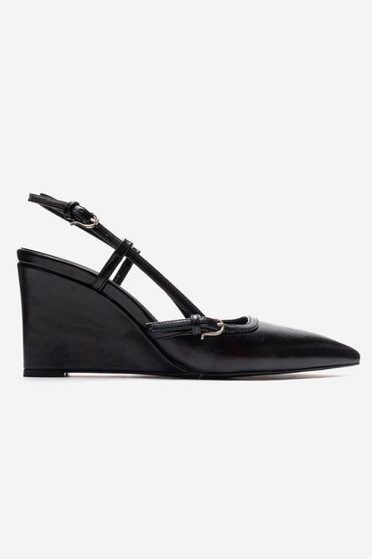 CELIA - Black Block Heel Pointed Toe Shoe (Women)