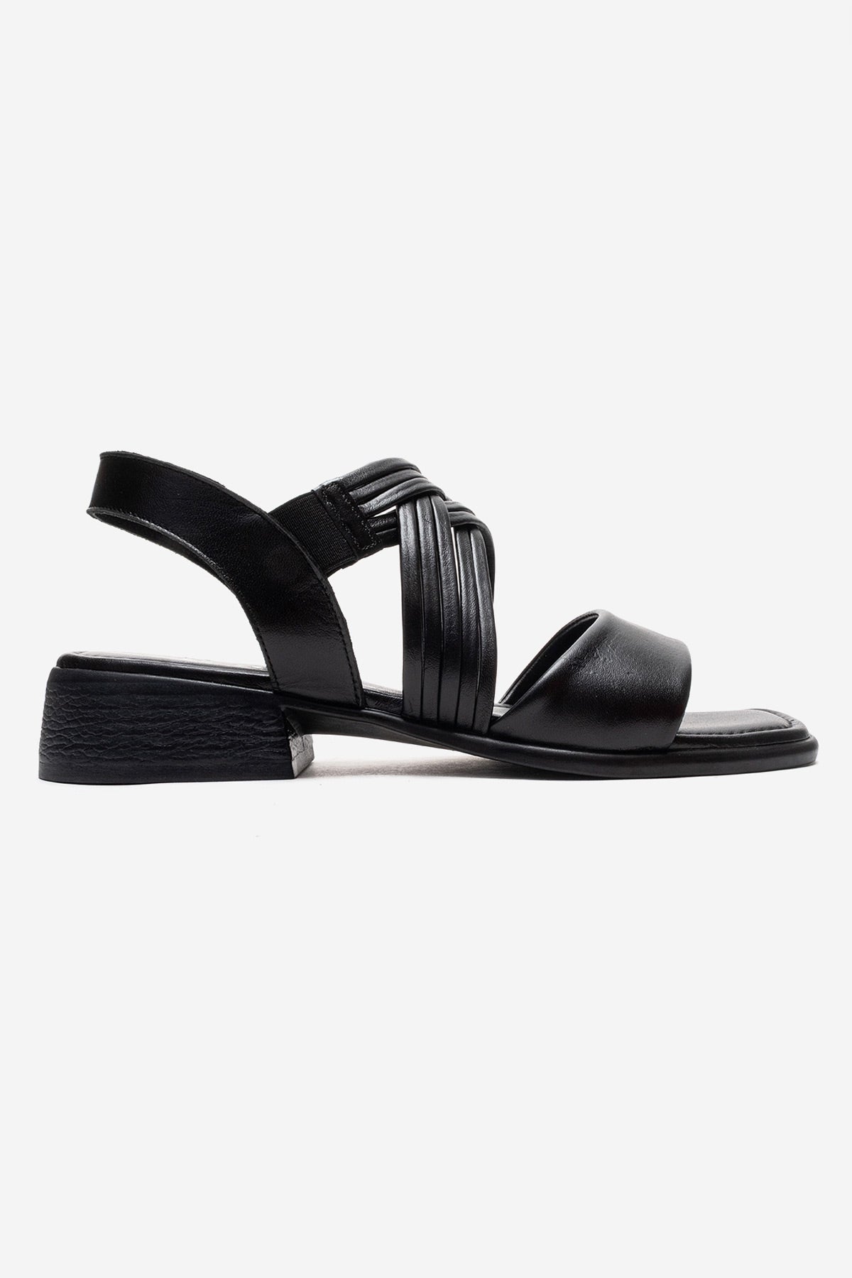 LIVELLO - Sandalia de Cuero Genuino Negra de Tiras Múltiples (Mujer)