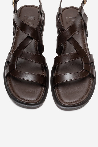 Laveda - Brown Genuine Leather Sandal (Women)