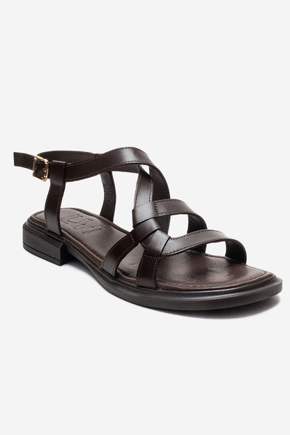 Laveda - Brown Genuine Leather Sandal (Women)