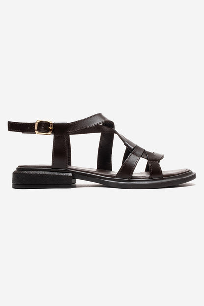 Laveda - Brown Genuine Leather Sandal (Women)