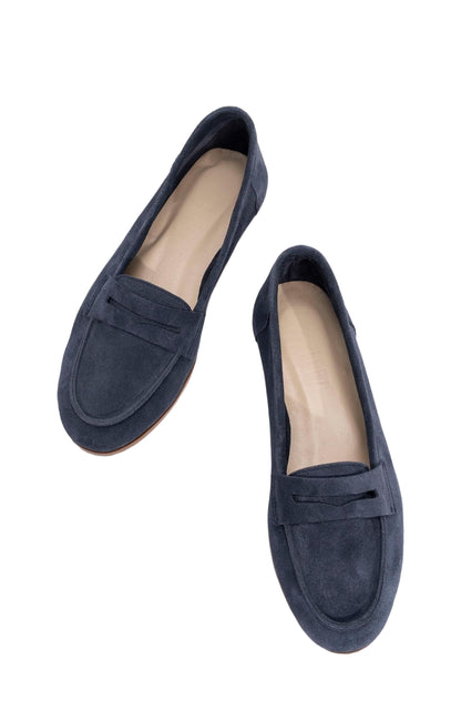 Dorothy - Navy Blue Suede Leather Loafers
