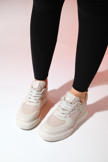 Ingrid - Beige Platform Sneakers